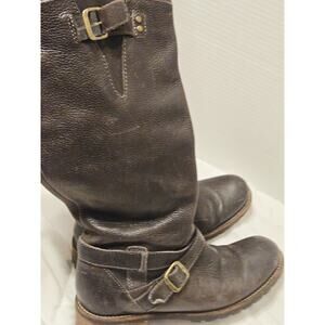 L.L. BEAN Women’s Sz 8M Brown Leather Tall Riding Biker Boots Winter Gear Workwe